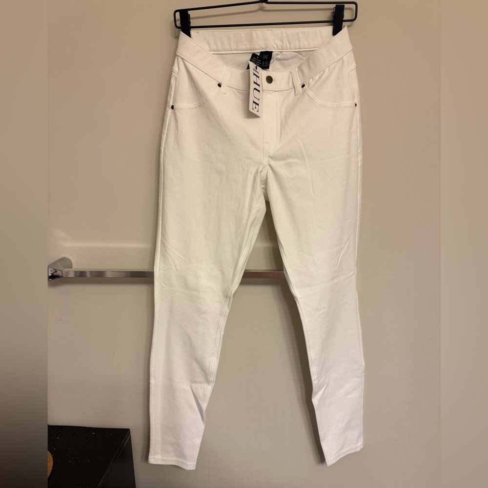 HUE White Denim Leggings